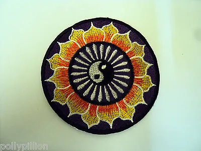 Lotus Flower Novelty Patch Sew / Iron On Badge Peace Flowers Hinduism Aum Om • £4.69