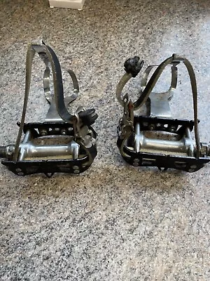 Vintage Cycling Miche 9/16 Quill Pedals Black Silver • $12