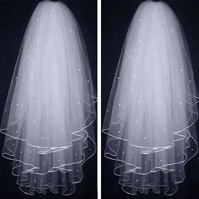 New 3T White/ Ivory Pearl Wedding Bridal Veil With Comb • $8.85