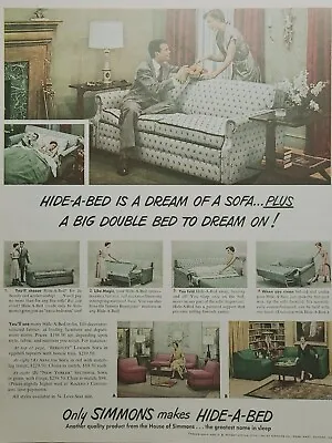 Simmons Hide-A-Bed Chicago IL Sofa Or Love Seat Print Ad 1950 • $16.77