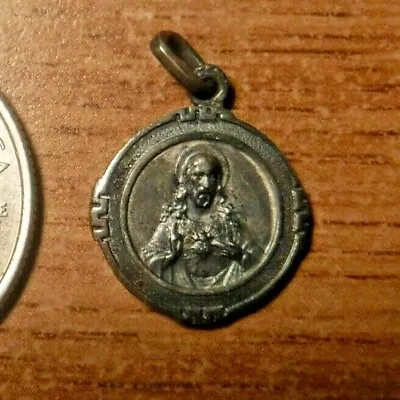 Beautiful Vintage Catholic Scapular Medal .835 European Silver #3 • $29.86