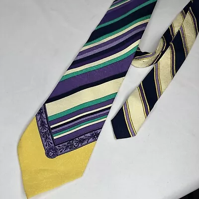 Gianni Versace Tie 100% Silk Necktie Made In Spain Purple Gold Teal • $5