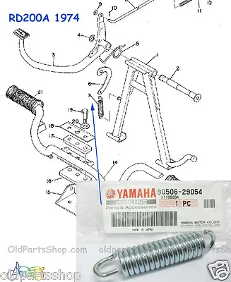 Yamaha YG1 YJ1 YAS1 YAS2 YAS3 RD125 RD200 LS2 LB80 Main Stand Spring NOS • $38.76