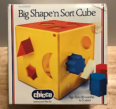 Vintage Educational Toy CHICCO Big Shape'n Sort Cube MADE IN ITALY Kee-Ko  • $20.70