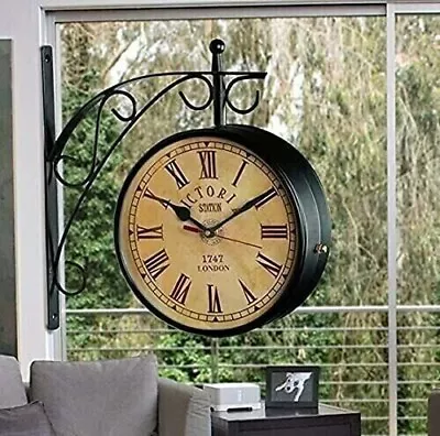 Victoria Station Clock Vintage Double Sided Clock Railway Station Wall Clock 8  • $133