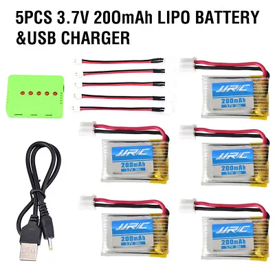 $34.61 • Buy JJR/C H36 5Pcs 3.7V 200mAh 30C Lipo Battery & USB Charger For RC Mini Drone