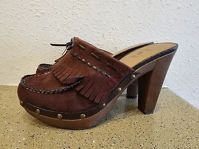 Vintage 90's Y2K LEI Annette Platform Chunky Clogs Studded 4.5” Heel Size 9 • $34.99