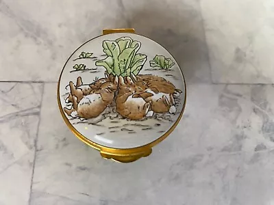 $26 • Buy Crummles Beatrix Potter Trinket Pill Box Sleeping Bunny Rabbits In Farm