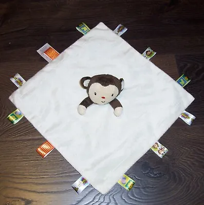 Taggies Cream Monkey Baby Blanket Satin Back Tag Security Lovey Toy • $29.95
