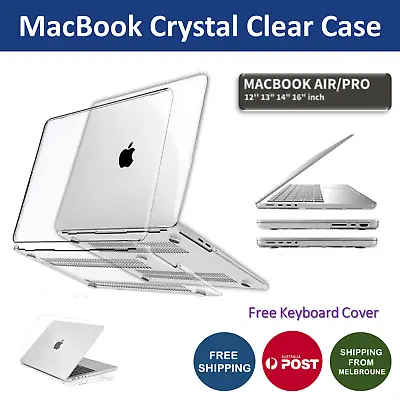 $15.95 • Buy MacBook Air Pro Glossy Crystal Clear Case + Keyboard Cover 12'' 13  14  16  Inch