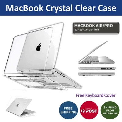 $15.95 • Buy MacBook Air Pro Glossy Crystal Clear Case + Keyboard Cover 12'' 13  14  16  Inch