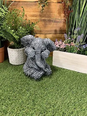 £30.40 • Buy Stone Garden Cute Shy Sitting Baby Elephant Gift Statue Ornament