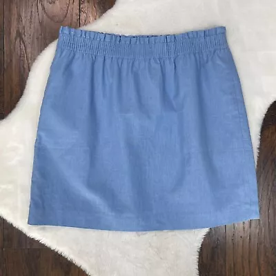 J. Crew Paperbag City Skirt 14 Powder Blue Linen Cotton Blend Pull-On Womens NWT • $22