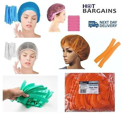 Disposable Hair Nets For Catering | Head Cover Mob Caps Non Woven Anti Dust Hats • £36.99