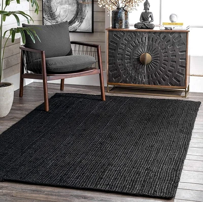 $254.99 • Buy 100% Natural Modern Solid Jute Rug Reversible Bedroom Decorative Sisal Capet