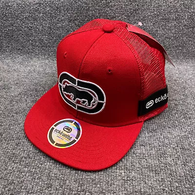 Ecko Unltd Hat Cap Snap Back Adjustable Mens Red Black Mesh Trucker • $19.97