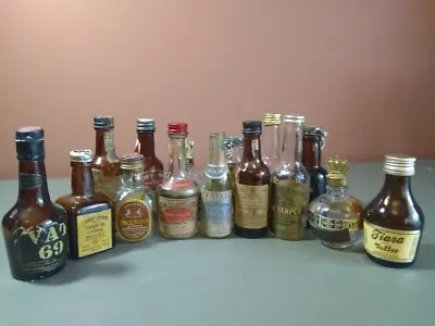 Lot Of 15 Vintage Empty Miniature Glass Alcohol Liquor  Bottles • $35