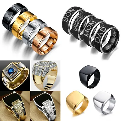 Dad Gift Ring Men Fathers Day Jewellery Stainless Steel Daughter Son Mom Bands • $1.37