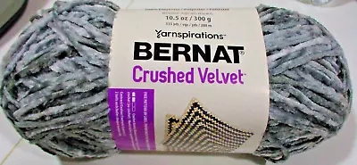 Bernat Crushed Velvet Yarn Soft Gray 2 Skeins #5 Bulky Polyester 315 Yds Each • $21.99
