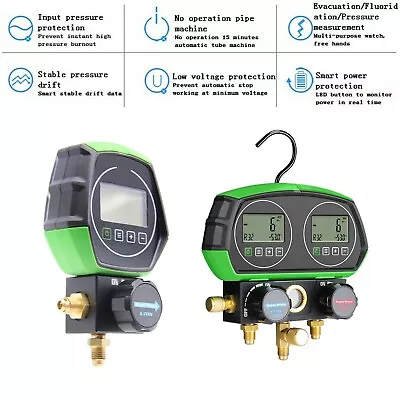 $183.20 • Buy Digital Manifold Gauge Refrigeration HVAC Gauge Leak Tester Diagnostic Tools