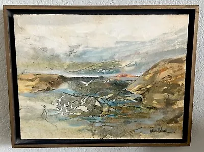 Marsh Nelson Vintage Original Abstract Painting Seascape Shore With Birds • $175