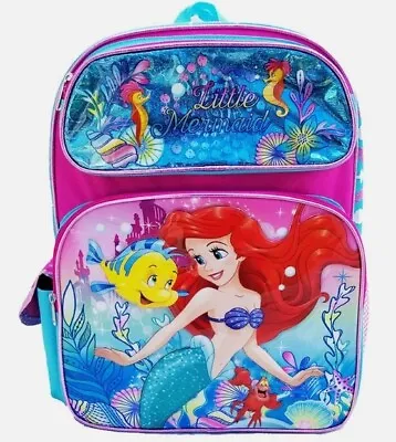 Disney The Little Mermaid Ariel 16  School Backpack For Girls Ariel Book Bag • $28.99