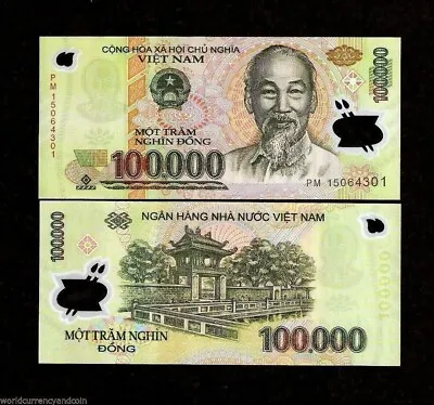 100000 Vietnamese Dong 1/10 Million 100000 X 1 Pcs Vietnam Currency UV Pas NOTE • $12.99