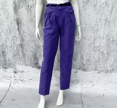 Vintage GITANO 1980s High Waisted Purple Pleated Pants Size XS S 26  Preppy Mom • $19.99