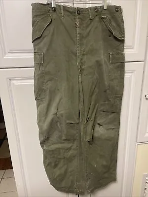 Vintage 60s Jungle Pants Cargo Military US Army Vietnam Era OG-107 Large Long • $75