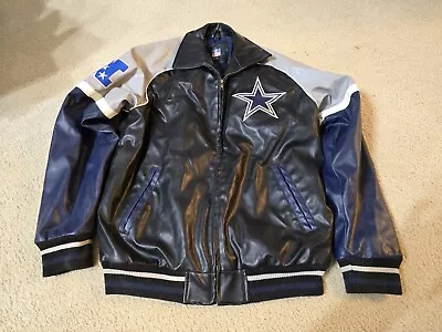 Dallas Cowboys Letterman Men Size M GIII Apparel Bomber Faux Leather Jacket • $64.99