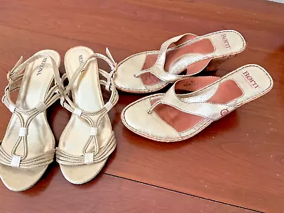 2 Pairs Gold Women's Sandals Sz 8.5 & 9 Born & Merona • $11.99