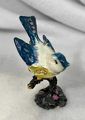 Bird Trinket Box With Hinged Lid Jeweled Crystal Ring Pill Jewelry Holder • $19.95