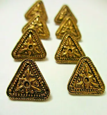 $3.99 • Buy 3/4   Antiqued GOLD And Black Metal Triangle Shaped Shank Back  Buttons (8)