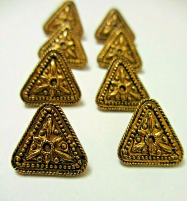 3/4   Antiqued GOLD And Black Metal Triangle Shaped Shank Back  Buttons (8) • $3.99