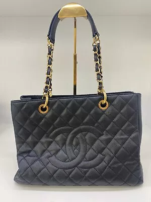 CHANEL GST Chain Tote Black Leather Silver Hardware - Excellent Condition • $4025