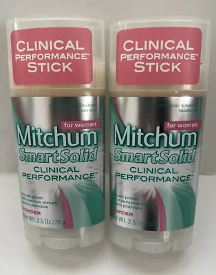 2 Mitchum Women Smart Solid Clinical Performance Powder 2.5 Oz Invisible Stick • $46.99
