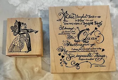 2 Rubber Stamps Alice In Wonderland Quote And Queen Ink Stamp • $8