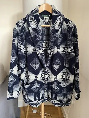 Polo Ralph Lauren Southwestern Fleece Jacket Serape Navajo Indian Blanket L • £90
