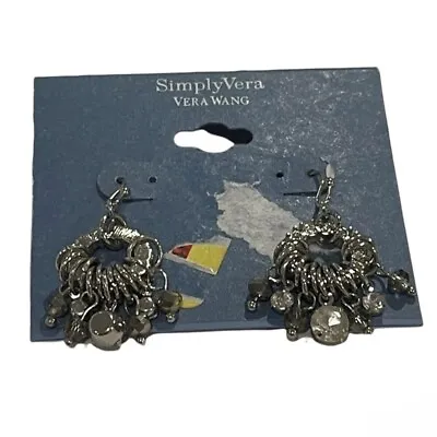 NEW Simply Vera Vera Wang Dangle Earrings Silver Tone Rhinestone Beaded • $7.99