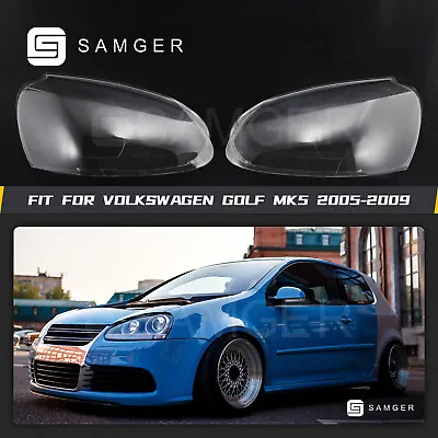 $38.99 • Buy Pair Headlight Lens Cover For VW Volkswagen Golf5 MK5 2005-2009 Left And Right
