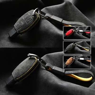 Real Alcantara Leather Car Key Fob Case Bag For Mercedes Benz CLA GLK C180 C200 • $48.50