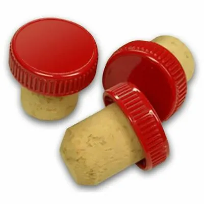 Plastic Top Corks 10pk RED Wine Bottle Press Tops Homebrew Cider Wine Making NEW • £9.77