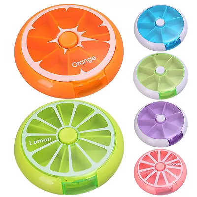 Round Weekly Pill Box Organizer 7 Day Travel Medicine Organizer Case • $7.88