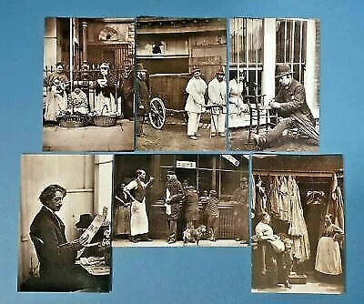 Set Of 6 London 1877 Street Life Repro Postcards England Social History Set 3 • £4.08
