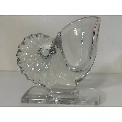 New Martinsville Clear Glass Nautilus Seashell Conch Vase Bookend • $39.99