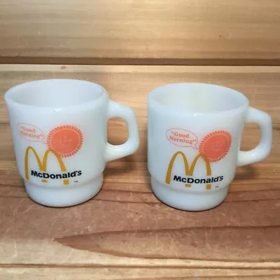 Vintage McDonalds Good Morning Coffee Mug Cup Fire King Anchor Hocking  Lot Of 2 • $14.95