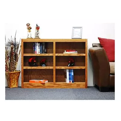 Concepts In Wood Double Wide Bookcase 6 Shelves Dry Oak Finish • $225.08