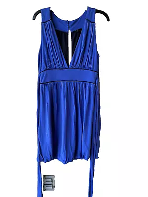 Miss Selfridge Womens Mini Dress 8 Blue V Neck Sleeveless Keyhole Back Blouson • $11.99