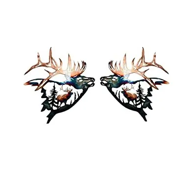 2pcs Rustic Metal Elk Wall Art Decor For Room Home Decorrustic Cabin Dcor Finish • $22.93