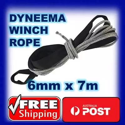 $18.41 • Buy NEW DYNEEMA WINCH ROPE SYNTHETIC CABLE 6MM X 7M GREY SK75 4WD OFFROAD RECOVERY